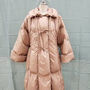 Women’s Long Down Puffer Coat – Size Large (Beige/Camel/Tan)